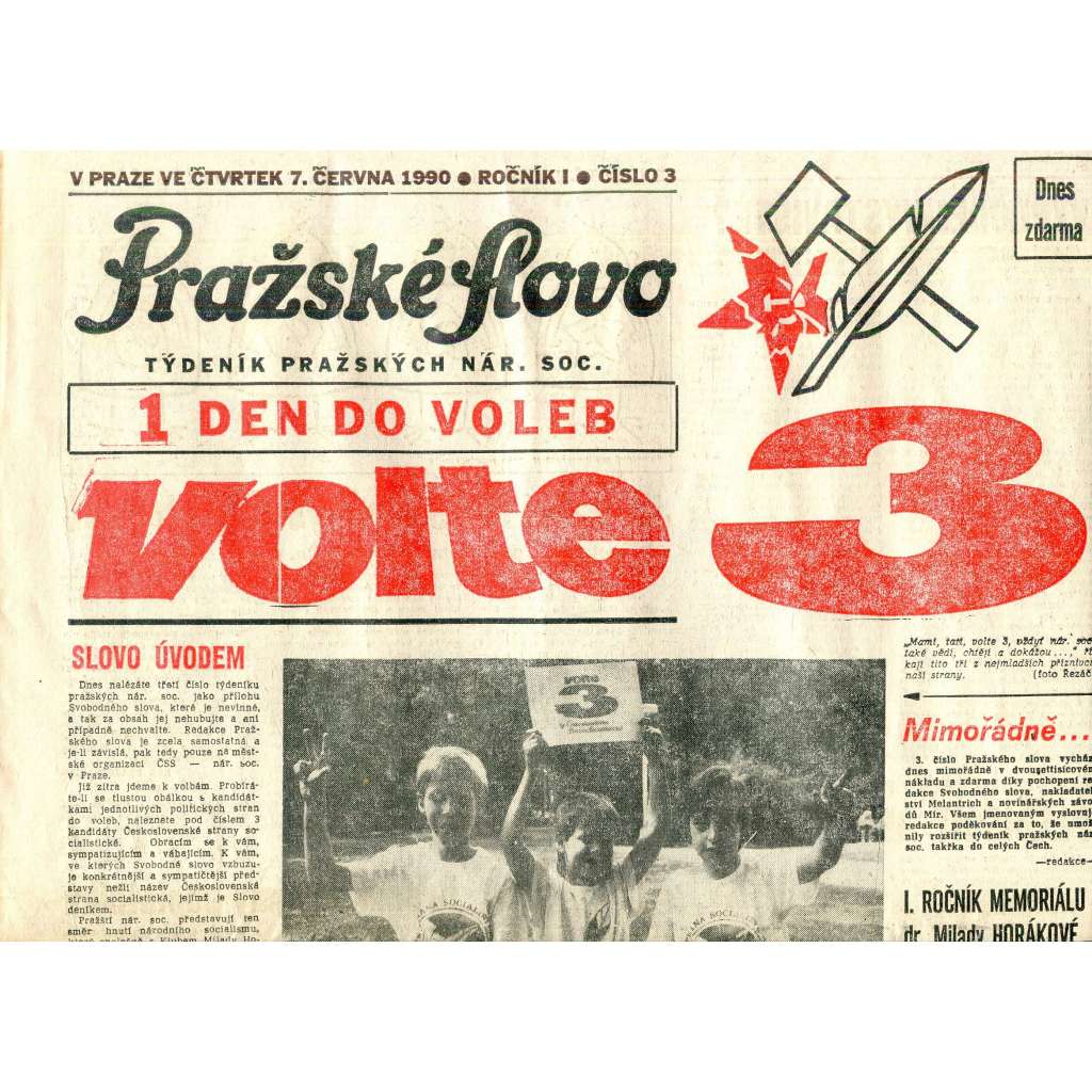 Pražské slovo (7.6.1990) - staré noviny