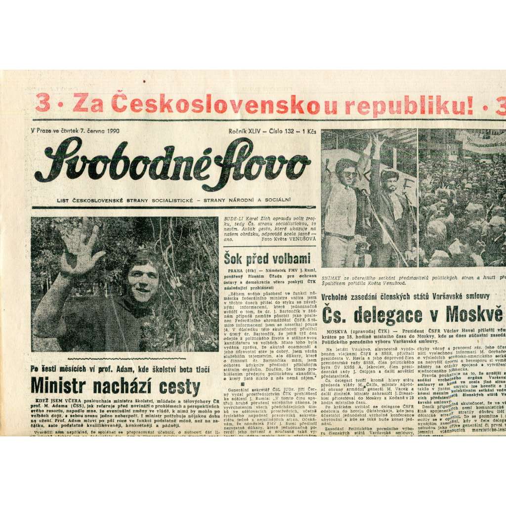 Svobodné slovo (7.6.1990) - staré noviny