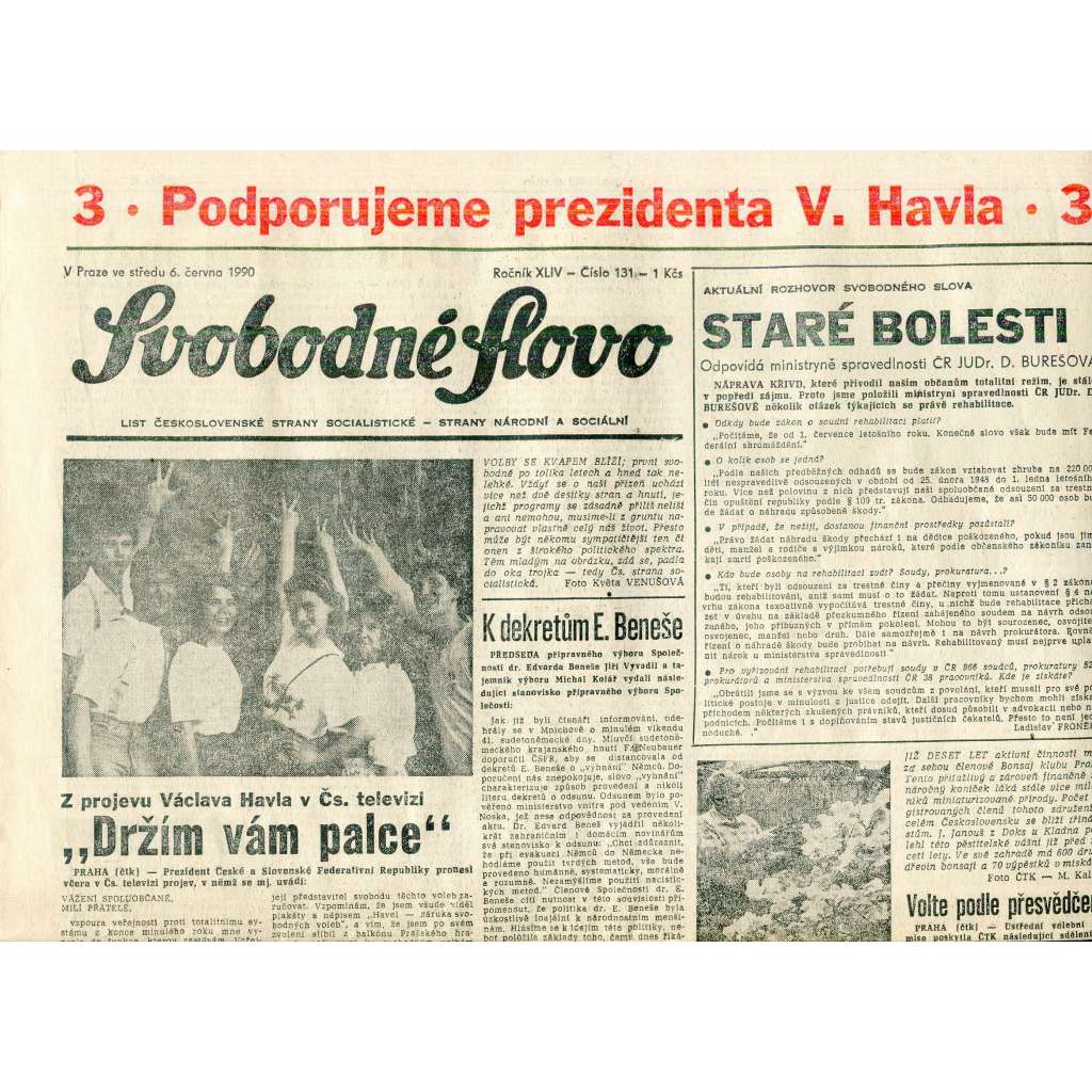 Svobodné slovo (6.6.1990) - staré noviny