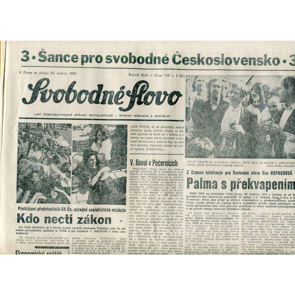 Svobodné slovo (23.5.1990) - staré noviny