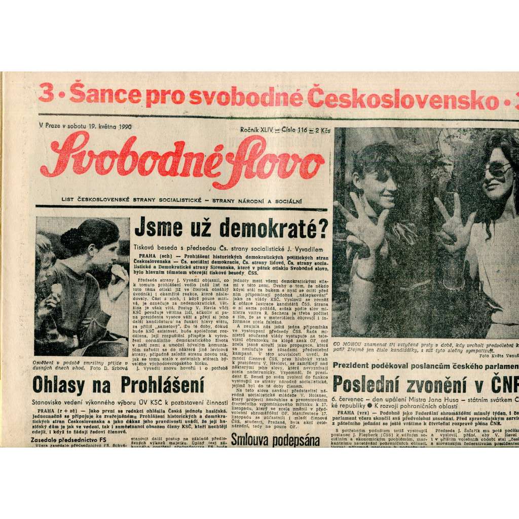 Svobodné slovo (19.5.1990) - staré noviny