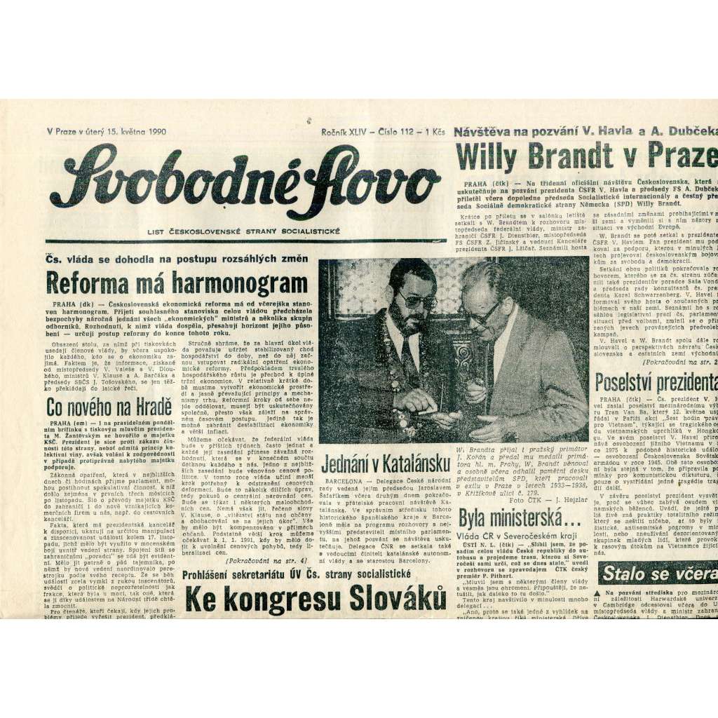 Svobodné slovo (15.5.1990) - staré noviny