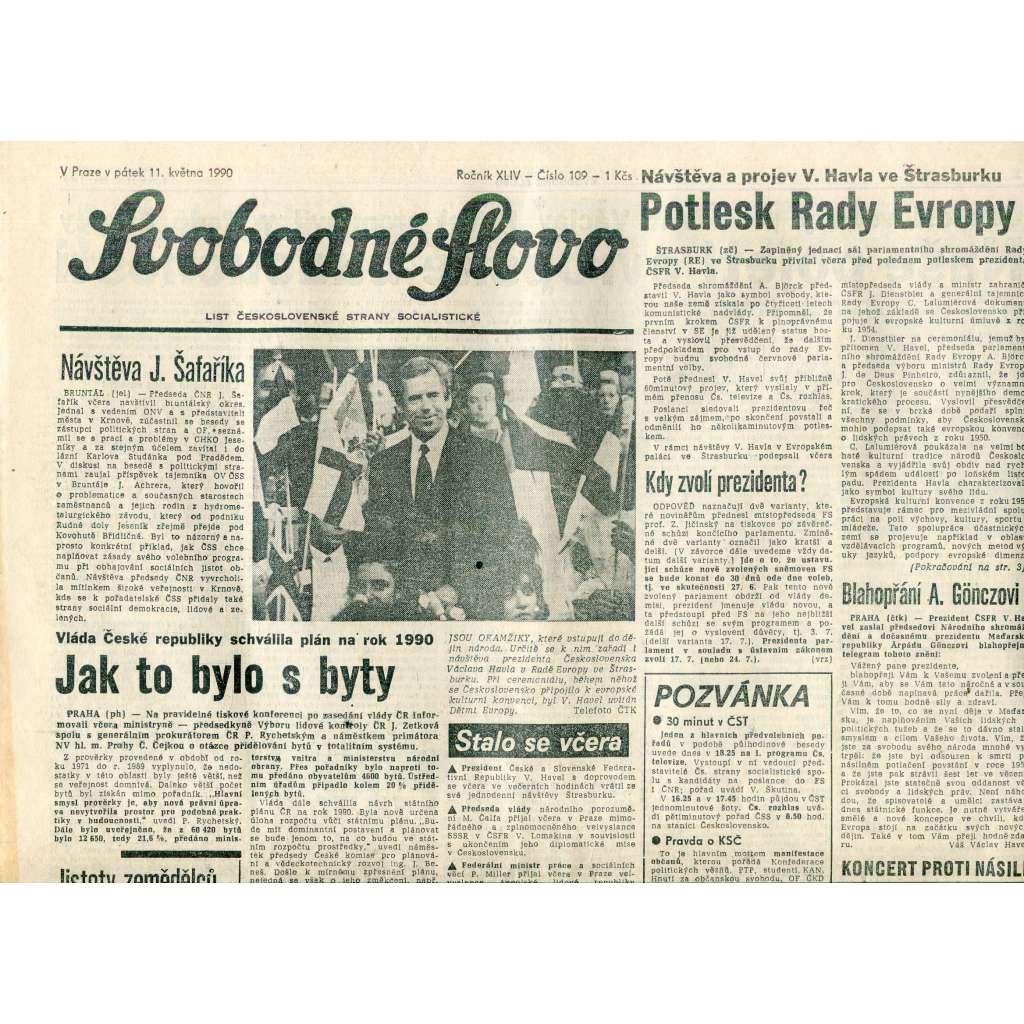Svobodné slovo (11.5.1990) - staré noviny