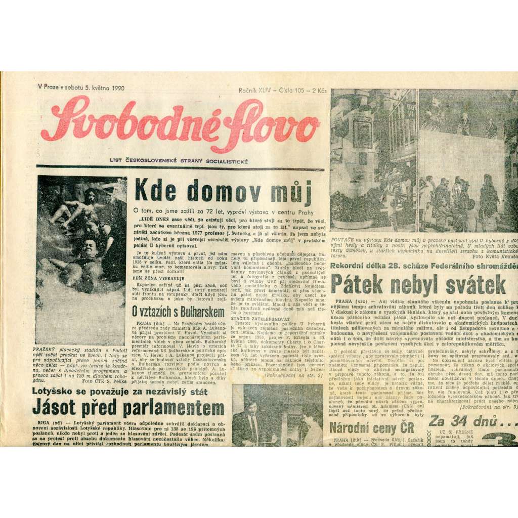 Svobodné slovo (5.5.1990) - staré noviny