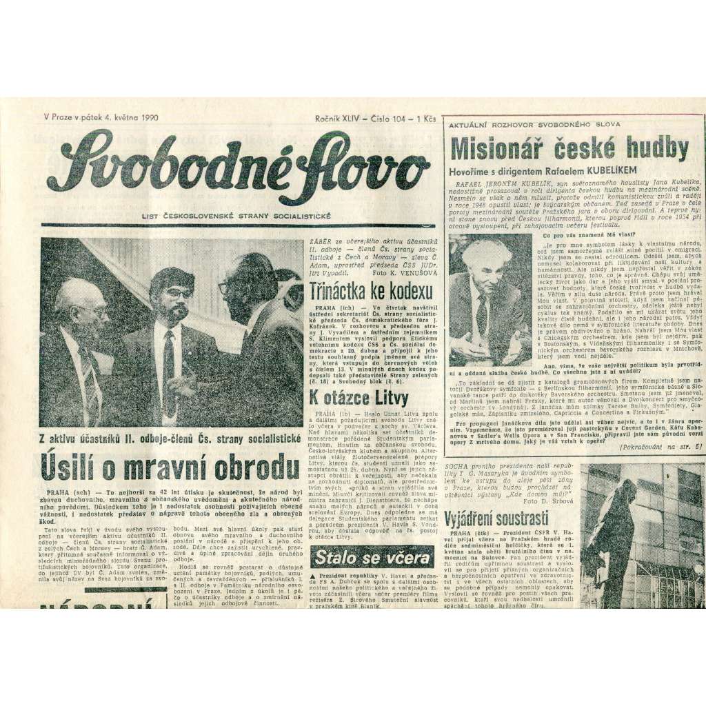 Svobodné slovo (54.5.1990) - staré noviny