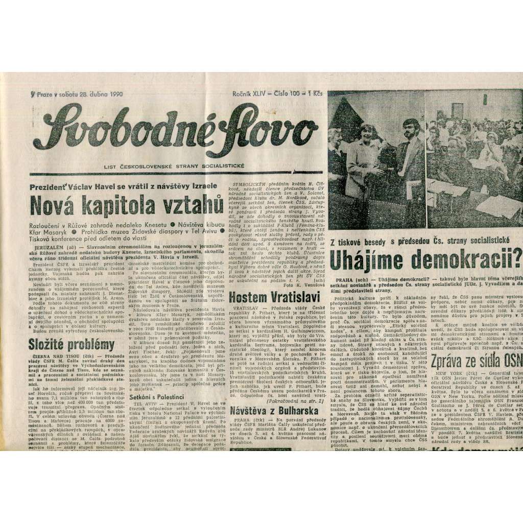 Svobodné slovo (28.4.1990) - staré noviny