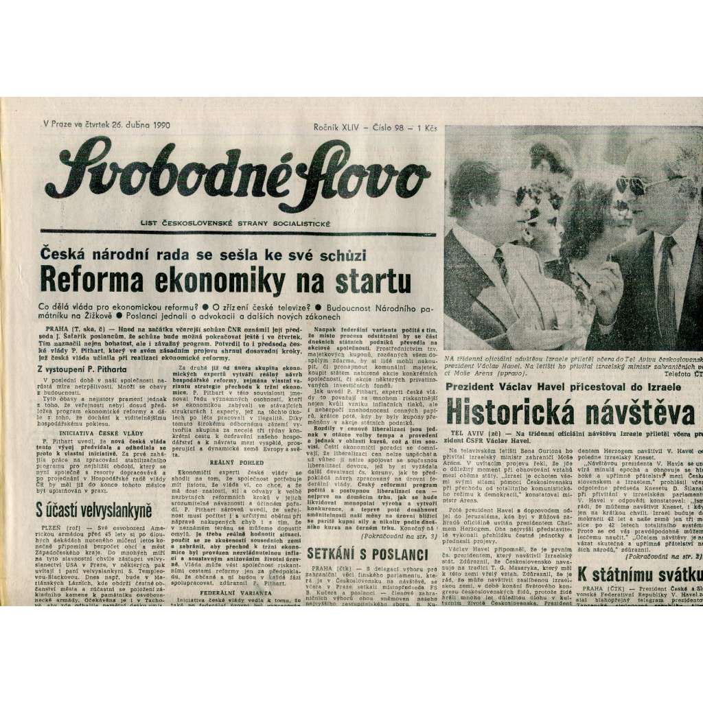Svobodné slovo (26.4.1990) - staré noviny