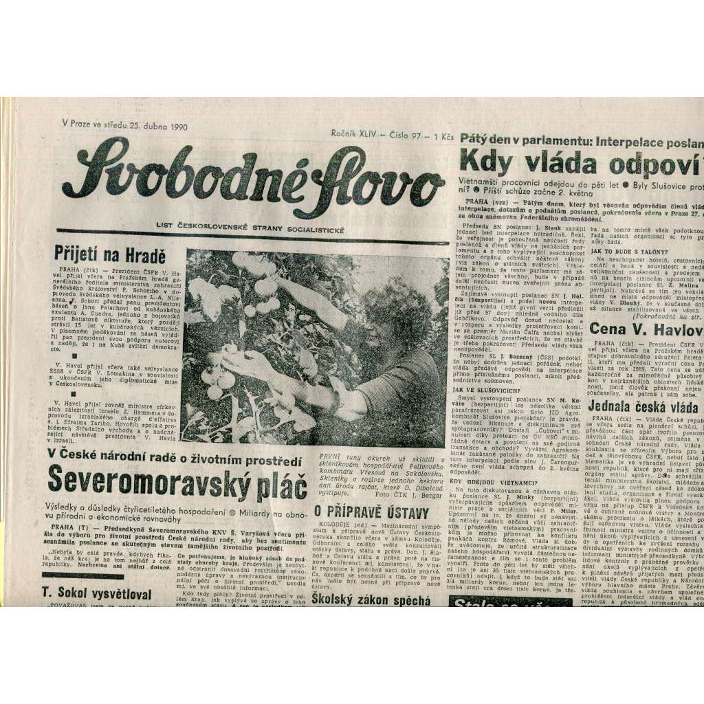 Svobodné slovo (25.4.1990) - staré noviny