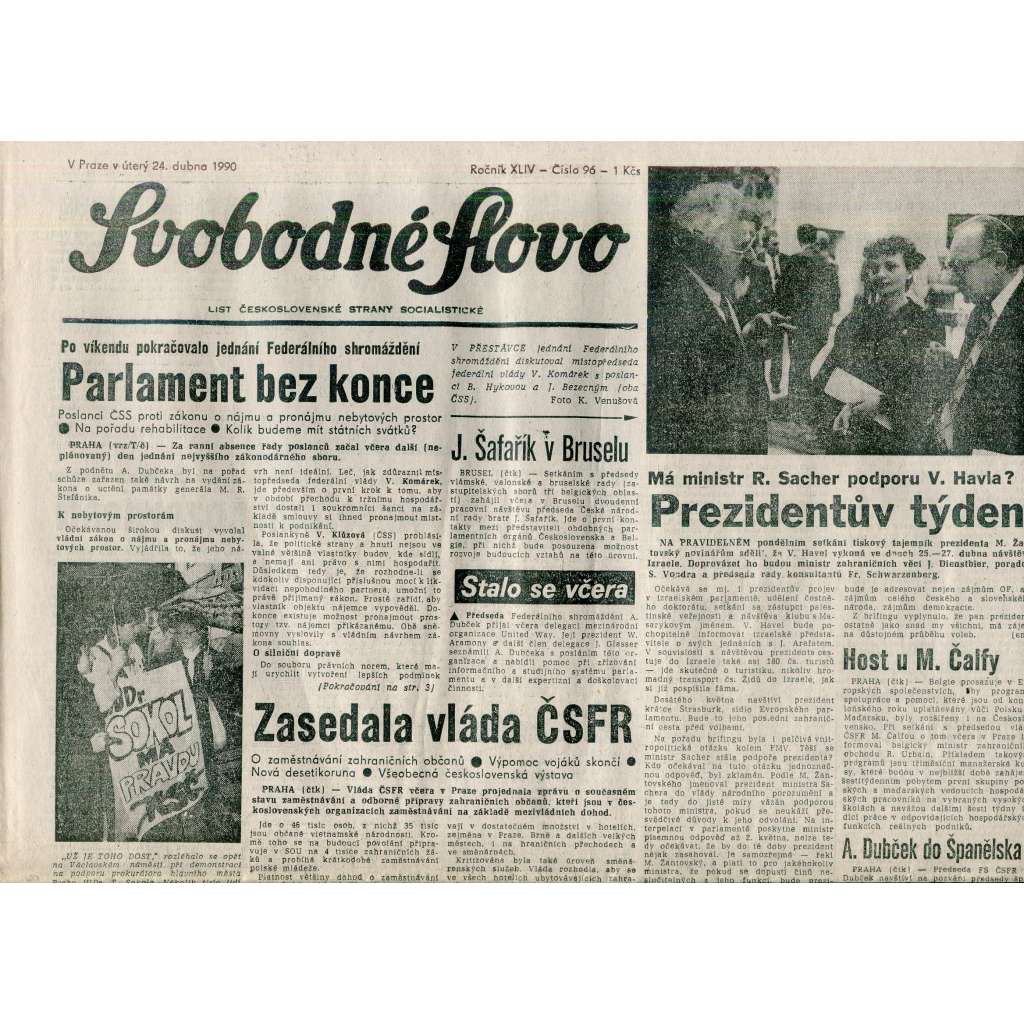 Svobodné slovo (24.4.1990) - staré noviny