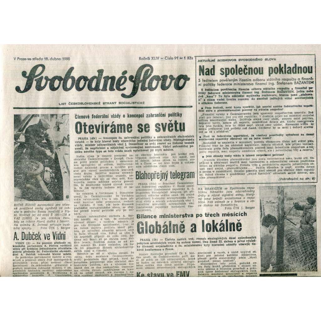 Svobodné slovo (18.4.1990) - staré noviny Svobodné slovo (18.4.1990) - staré noviny