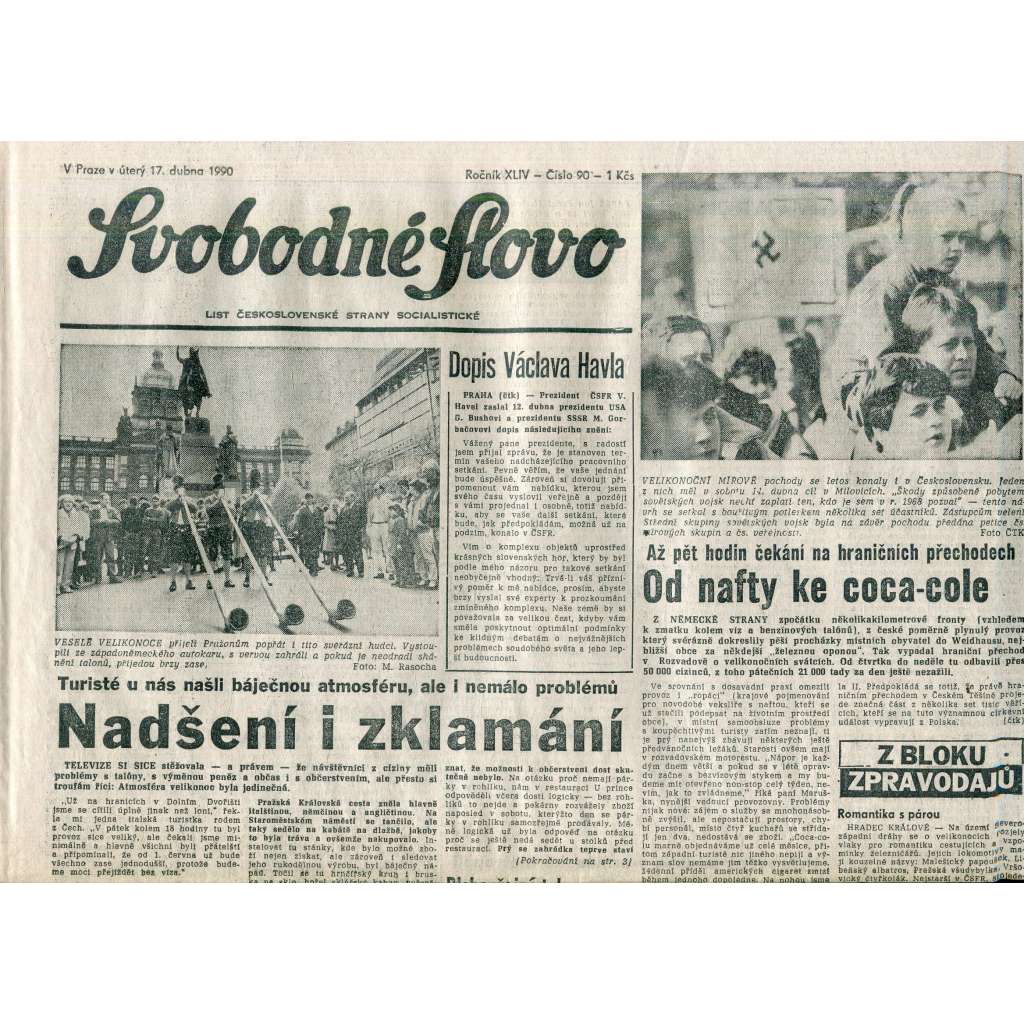 Svobodné slovo (17.4.1990) - staré noviny Svobodné slovo (17.4.1990) - staré noviny