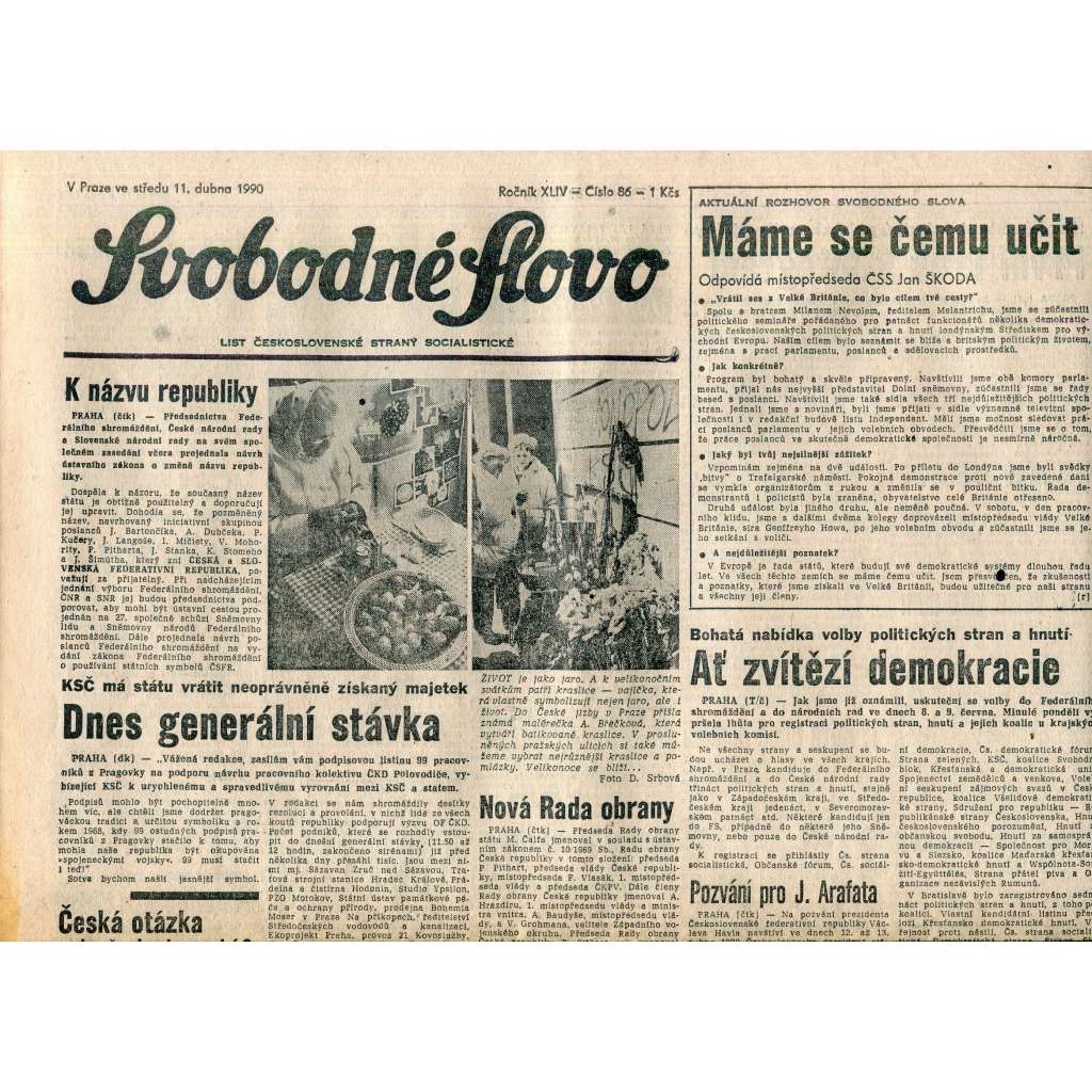 Svobodné slovo (11.4.1990) - staré noviny Svobodné slovo (11.4.1990) - staré noviny