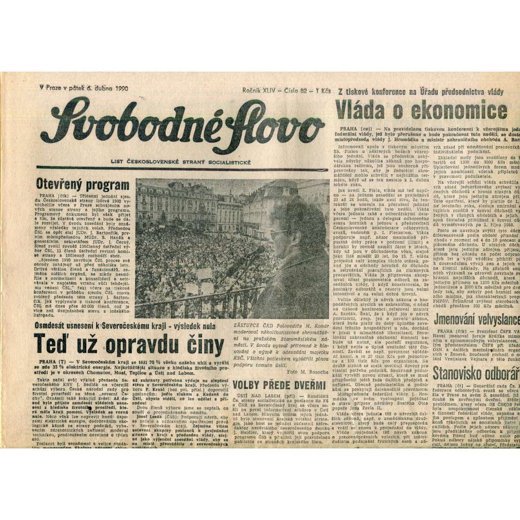 Svobodné slovo (6.4.1990) - staré noviny Svobodné slovo (6.4.1990) - staré noviny