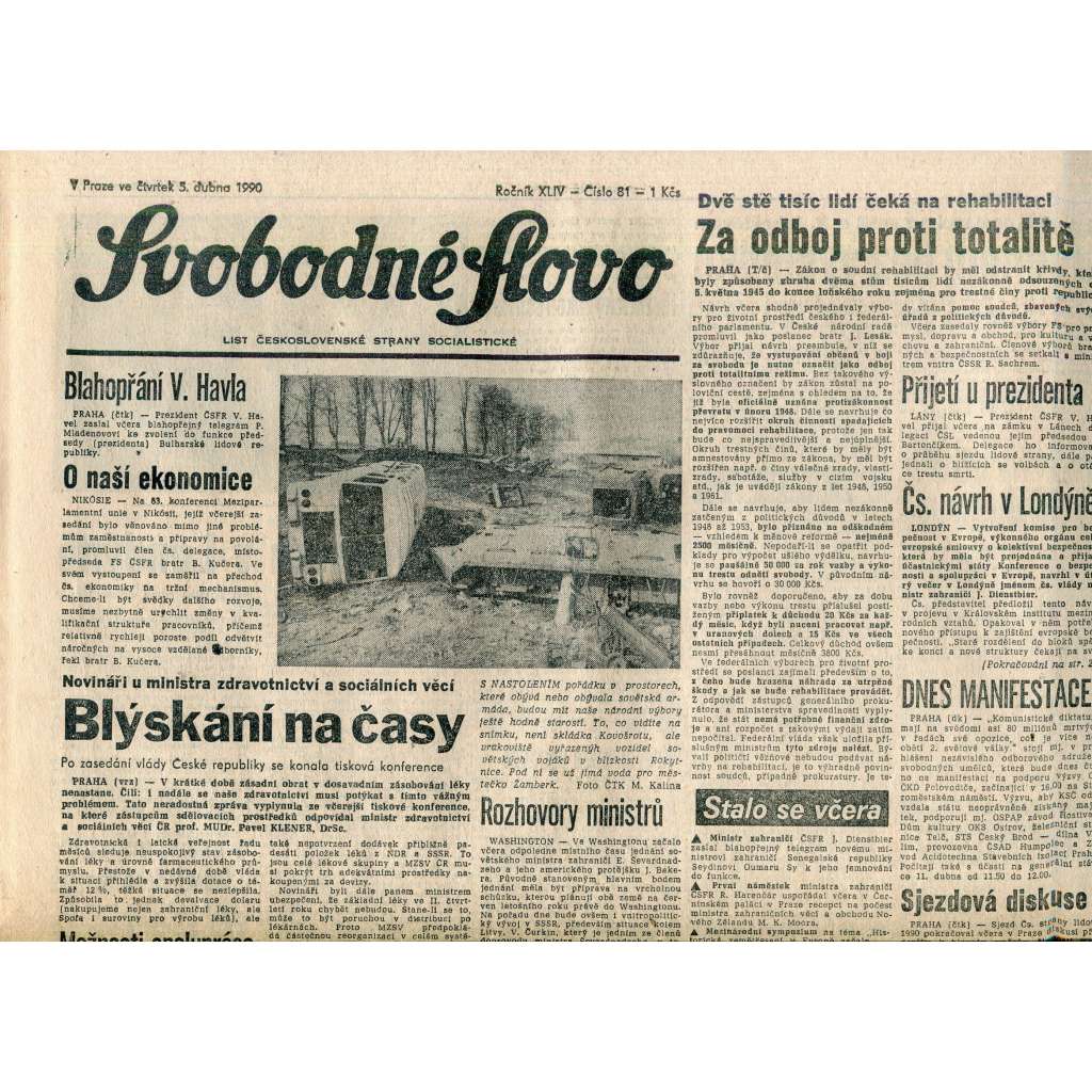Svobodné slovo (5.4.1990) - staré noviny Svobodné slovo (5.4.1990) - staré noviny