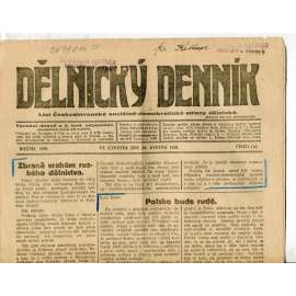 Dělnický denník (20.5.1920) 1. republika, staré noviny