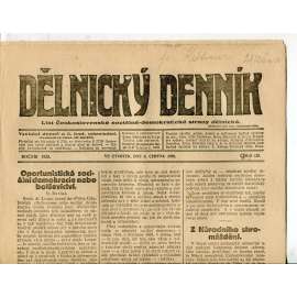 Dělnický denník (3.6.1920) 1. republika, staré noviny