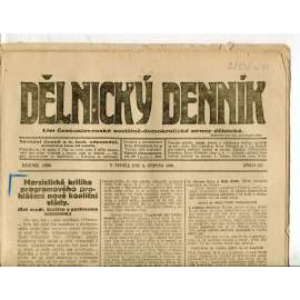 Dělnický denník (6.6.1920) 1. republika, staré noviny