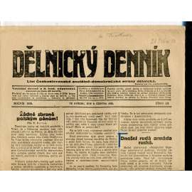 Dělnický denník (9.6.1920) 1. republika, staré noviny