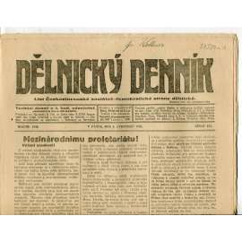 Dělnický denník (9.7.1920) 1. republika, staré noviny