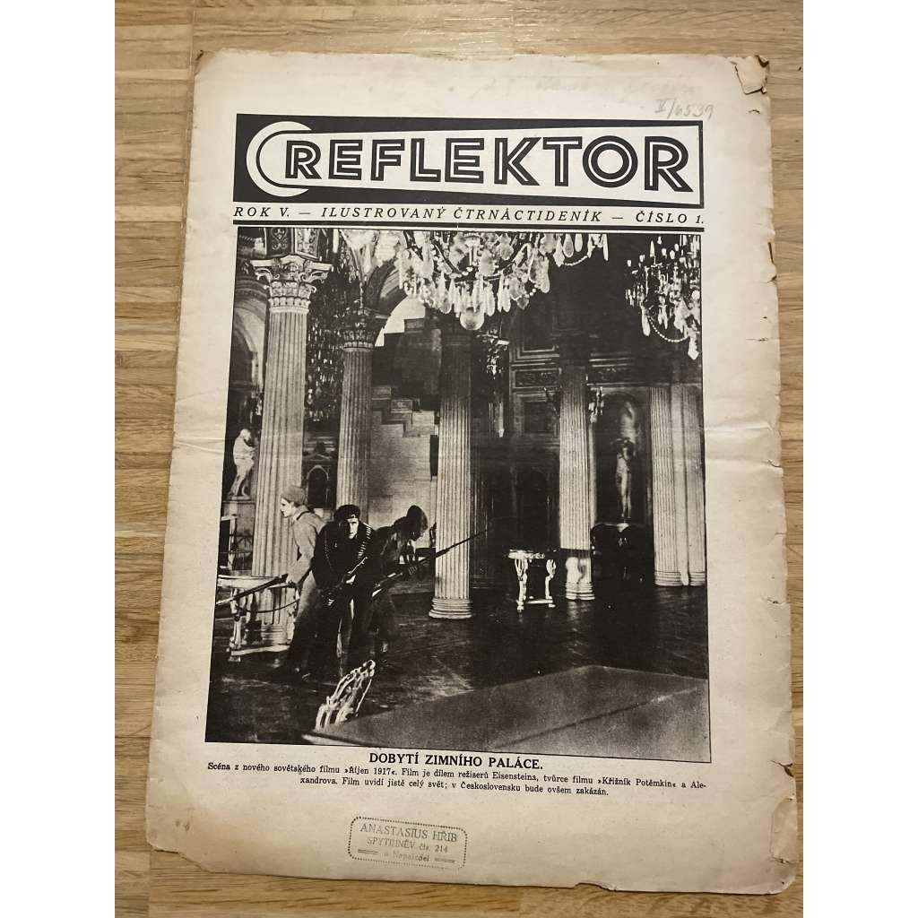 Reflektor, ročník V., číslo 1 (časopis, staré noviny, 1. republika)