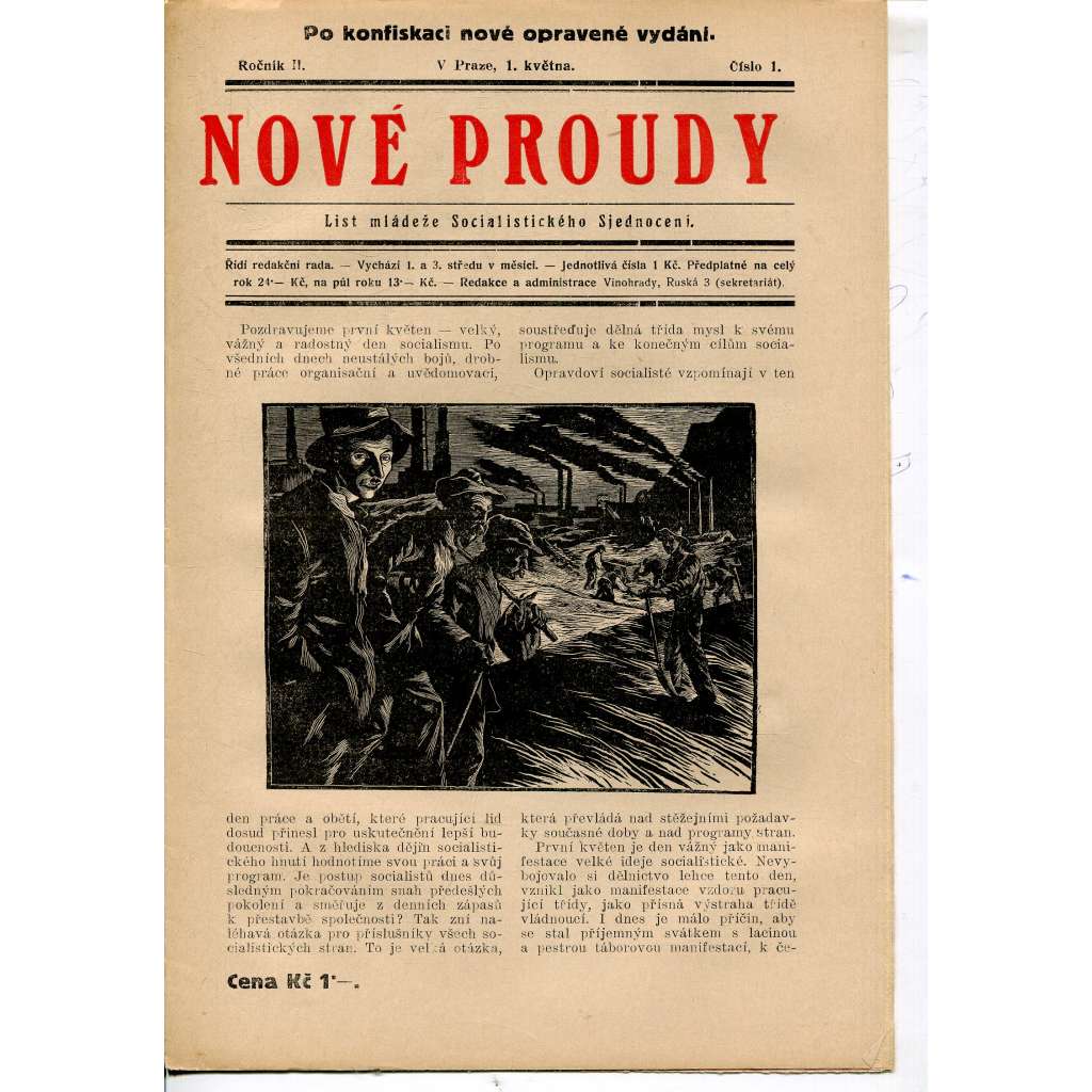 Nové proudy. List mládeže Socialistického Sjednocení (1.5.) - staré noviny, 1. republika