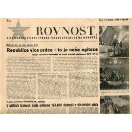 Rovnost (19.3.1946). List Komunistické strany Československa na Moravě (staré noviny) Rovnost (19.3.1946). List Komunistické strany Československa na Moravě (staré noviny)