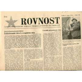 Rovnost (4.8.1946). List Komunistické strany Československa na Moravě (staré noviny)