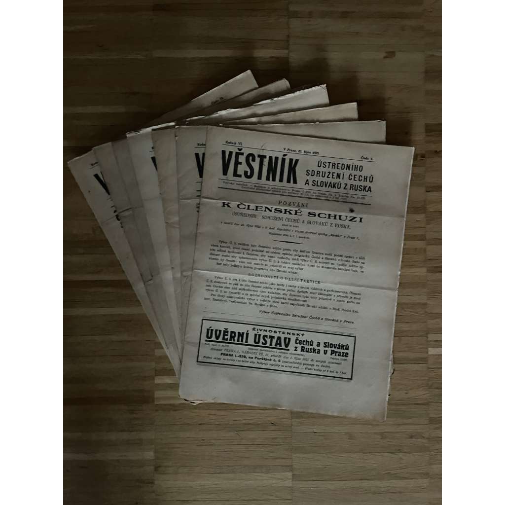 Věstník Ústředního sdružení Čechů a Slováků z Ruska, ročník VI., čísla 1-4 a 6-11/1925 (legie, legionáři, legie v Rusku, 1. republika) - časopis, noviny