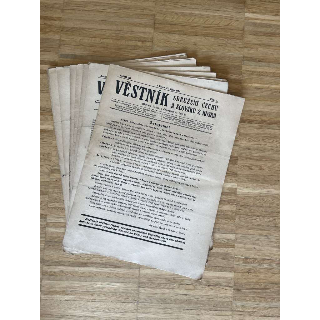 Věstník Sdružení Čechů a Slováků z Ruska, ročník III., čísla 1-12/1922 (staré noviny, 1. republika, legie, časopis (7.9.1922)