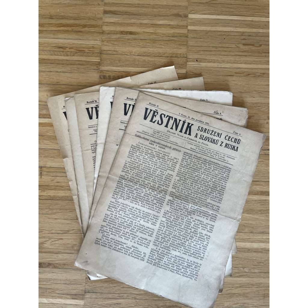 Věstník Sdružení Čechů a Slováků z Ruska, ročník II., čísla 3, 6 a 8 - 12/1921 (staré noviny, 1. republika, legie, časopis)