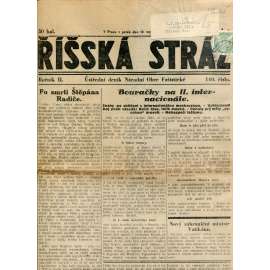 Říšská stráž (10.8.1928) Ústřední deník Národní obce fašistické (staré noviny, fašisté, 1. republika)