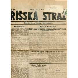 Říšská stráž (25.9.1928) Ústřední deník Národní obce fašistické (staré noviny, fašisté, 1. republika)