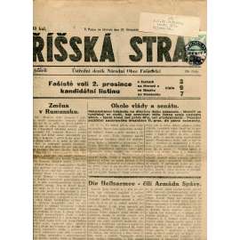 Říšská stráž (22.11.1928) Ústřední deník Národní obce fašistické (staré noviny, fašisté, 1. republika)