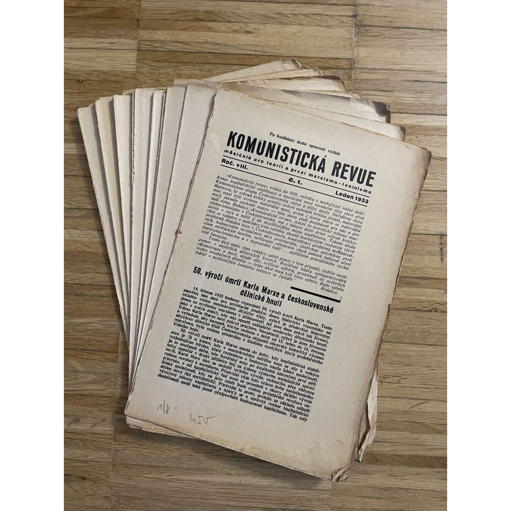 Komunistická revue, ročník VIII., číslo 1-12/1933 (komunistická literatura, časopis, noviny)