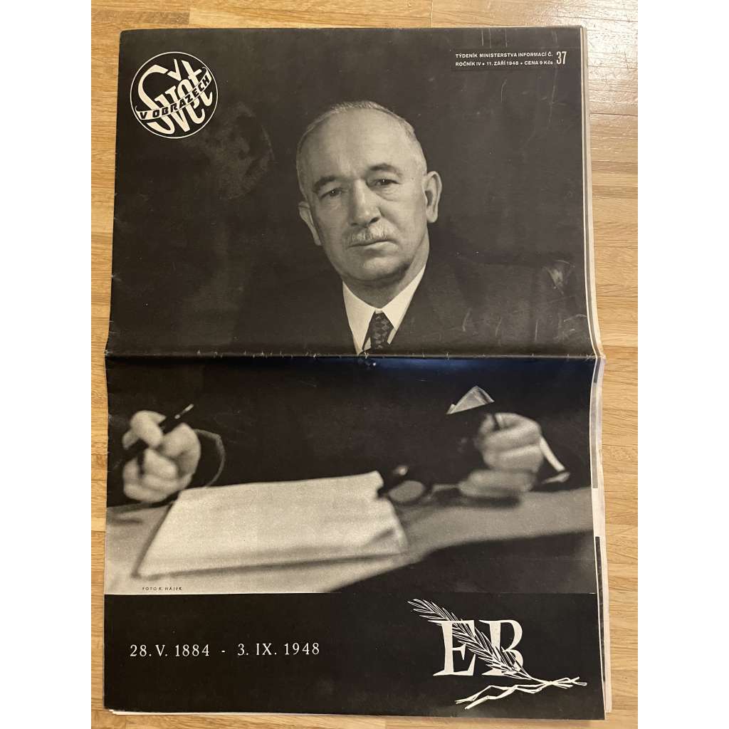 Svět v obrazech, ročník IV., číslo 37/1948 (Časopis, noviny, Edvard Beneš)