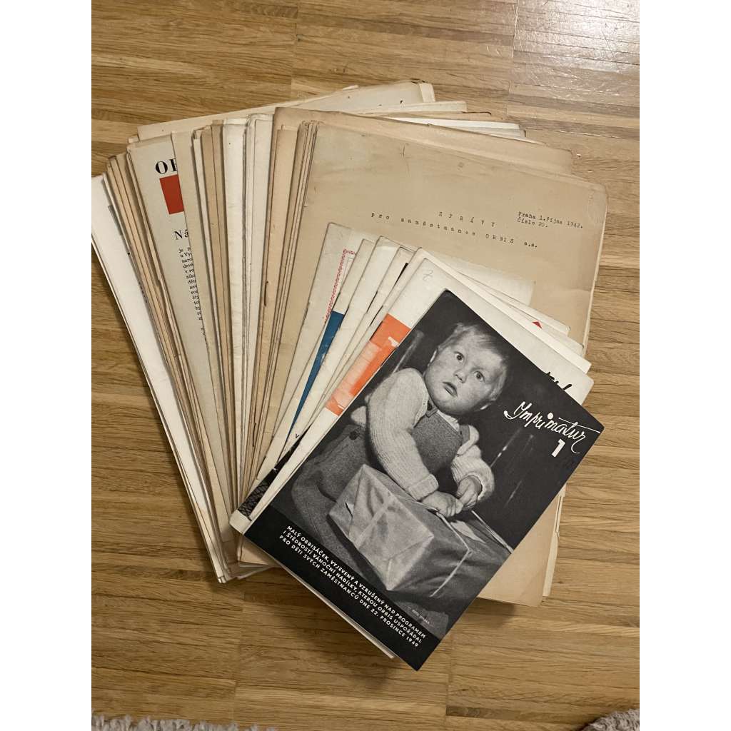 Imprimatur! Časopis zaměstnanců vydavatelství Orbis 1942-1956. Orbis - od nás pro vás (konvolut časopisů cca 70 čísel)