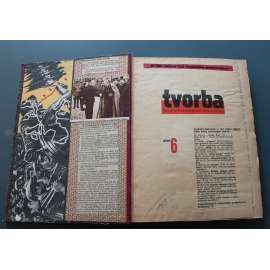 Tvorba. Týdeník pro literaturu, politiku a umění, ročník 6 1931 (časopis, první republika, komunismus (časopis, první republika, komunismus, mj. J. Fučík - Demokracie vítězná; V. Nezval - Předmluva k výstavě; K. Teige - Mezinárodní deficit bytové otázky)
