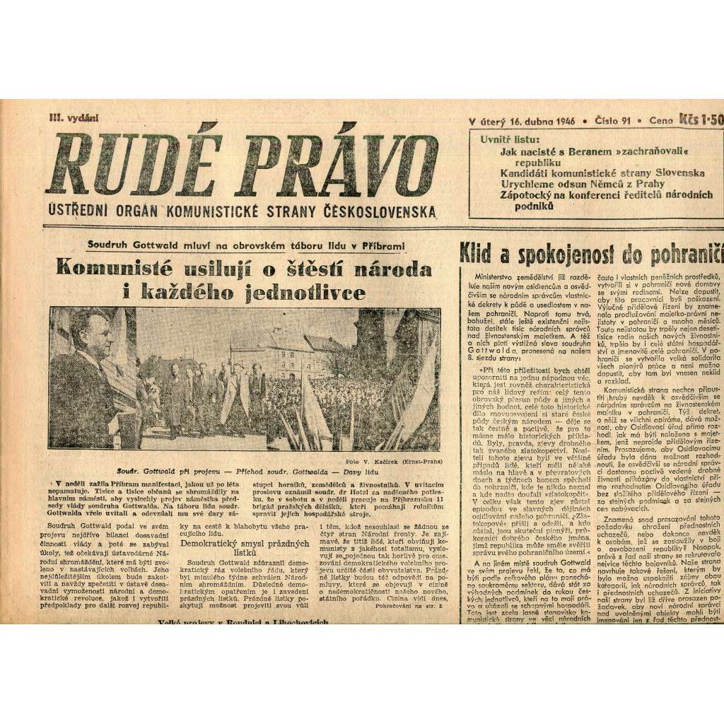 Rudé právo (16.4.1946) - staré noviny