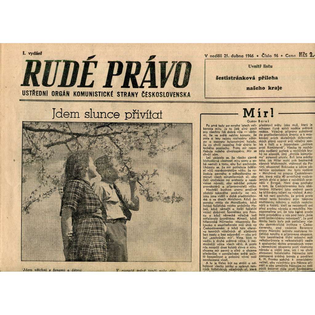 Rudé právo (21.4.1946) - staré noviny
