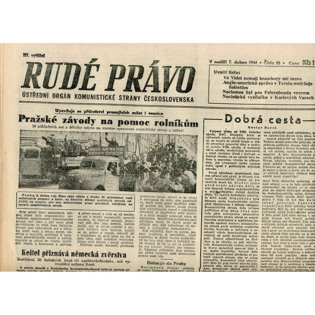 Rudé právo (7.4.1946) - staré noviny