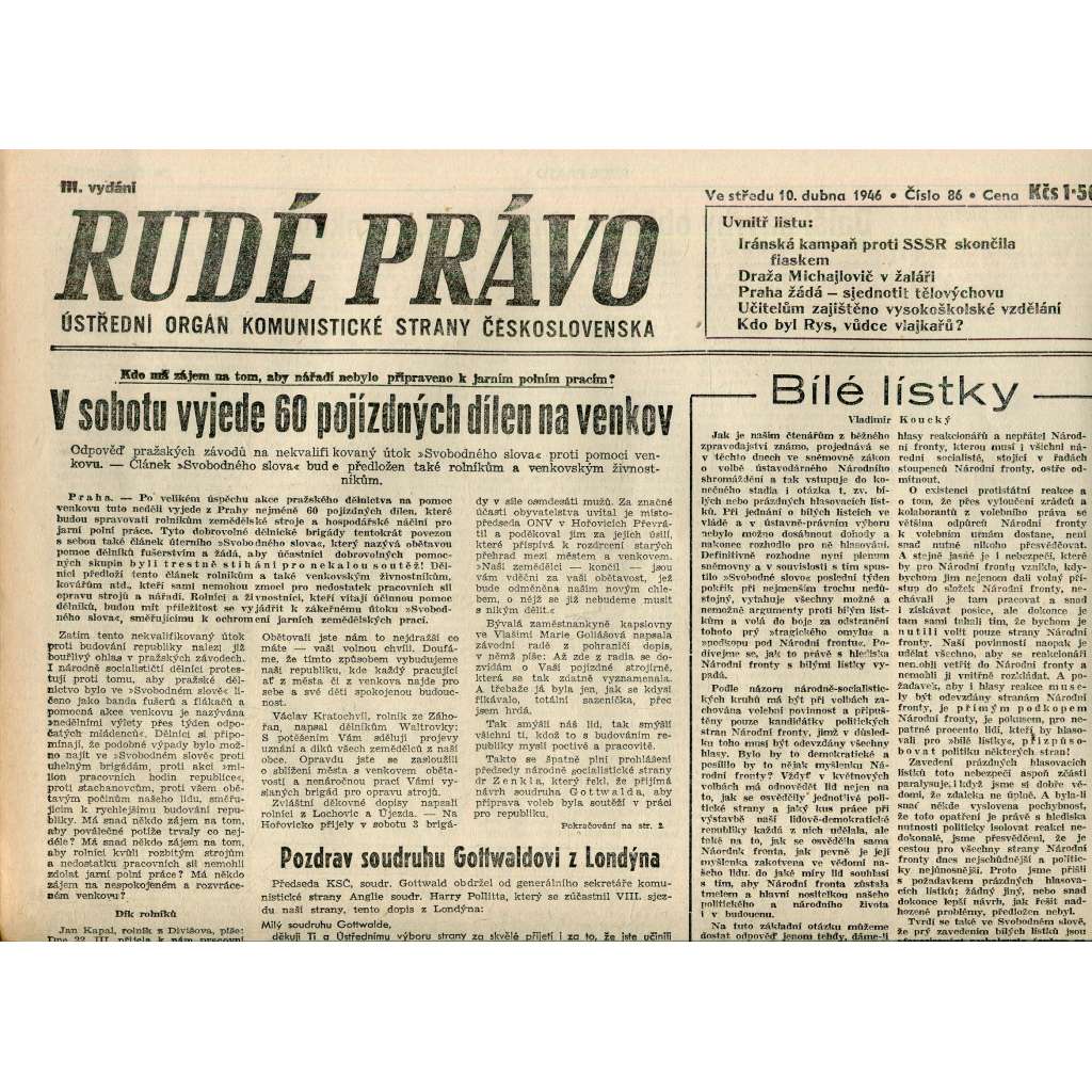 Rudé právo (10.4.1946) - staré noviny