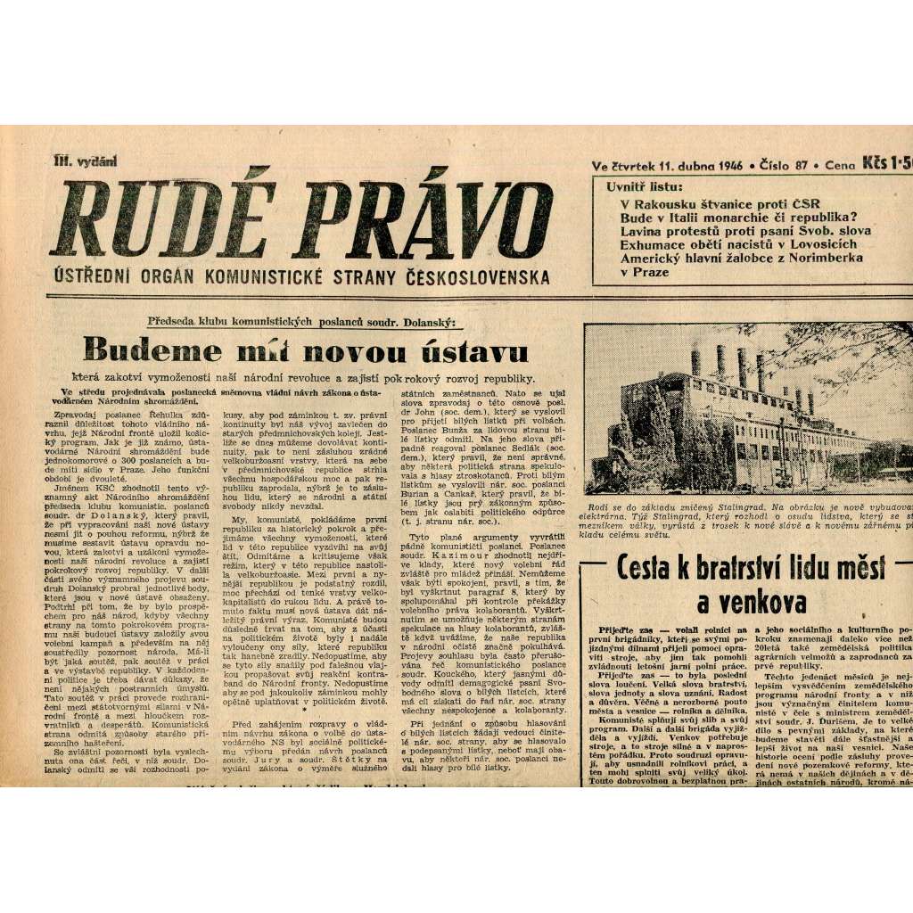 Rudé právo (11.4.1946) - staré noviny