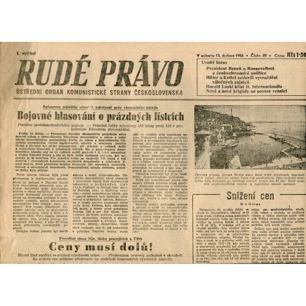 Rudé právo (13.4.1946) - staré noviny