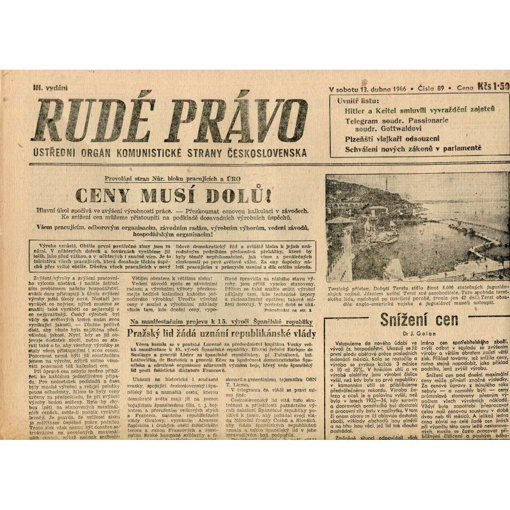 Rudé právo (13.4.1946) - staré noviny