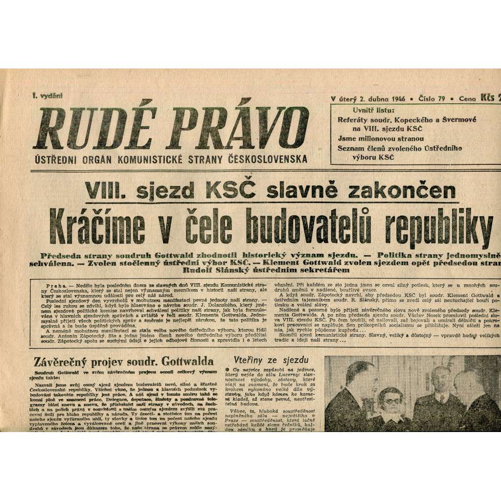 Rudé právo (2.4.1946) - staré noviny