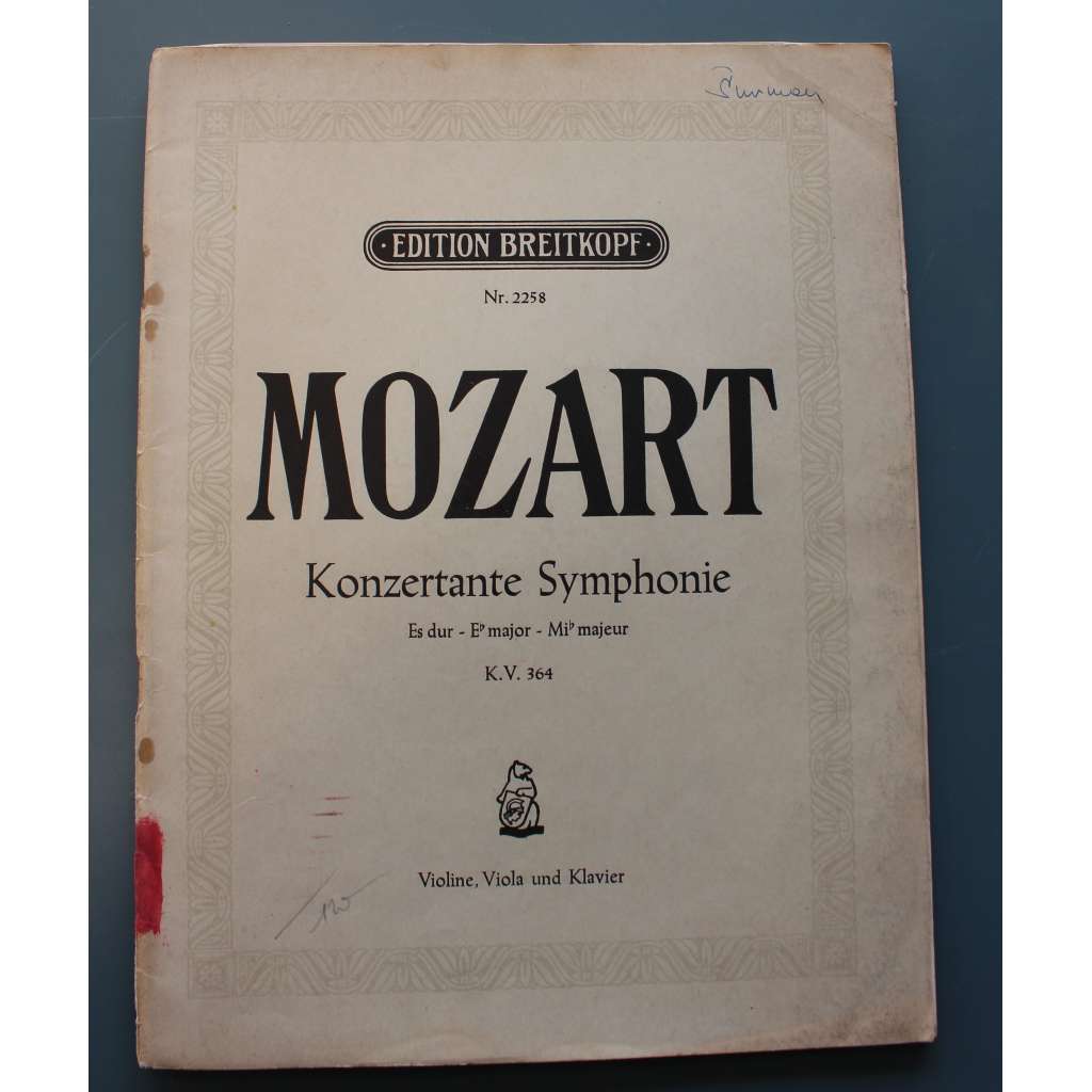 Konzertante Symphonie Es Dur K.V. 364 (noty, housle, viola, piano-klavír)