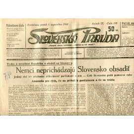 Slovenská pravda 1.9.1944 (noviny, text slovensky, zakladatel Andrej Hlinka, Slovenský stát)