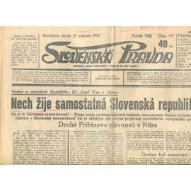 Slovenská pravda 18.8.1943 (noviny, text slovensky, zakladatel Andrej Hlinka, Slovenský stát)