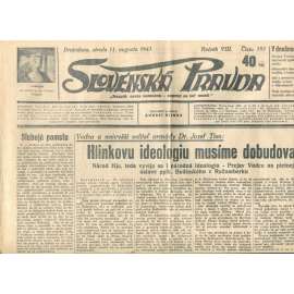 Slovenská pravda 11.8.1943 (noviny, text slovensky, zakladatel Andrej Hlinka, Slovenský stát)