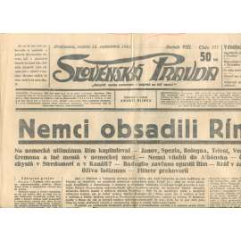 Slovenská pravda 12.9.1943 (noviny, text slovensky, zakladatel Andrej Hlinka, Slovenský stát)